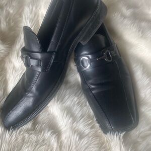Alfani Black Leather Loafers with Horse-Bit Detail